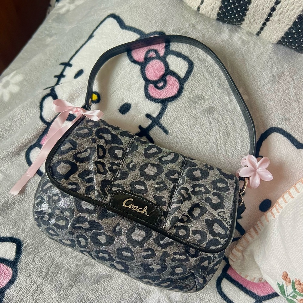 Vintage Coach Gray Leopard Print Women's Bag